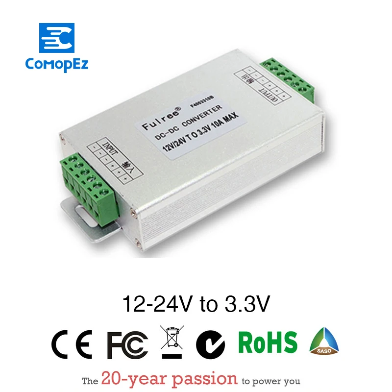 

DC-DC 12V/24V to 3.3V Buck Converter Step Down Module 10A