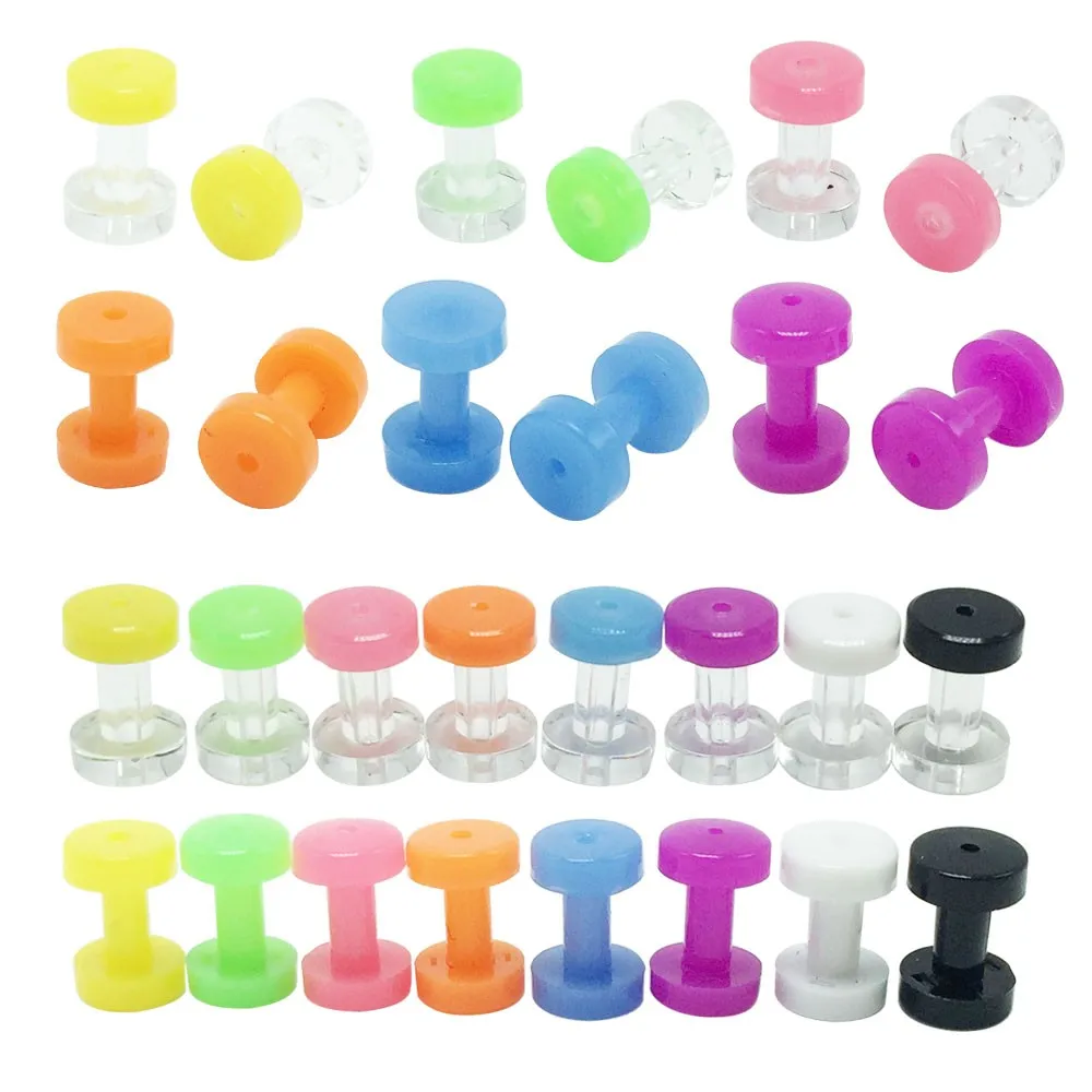 1pair Fashion Flesh Tunnels Acrylic Ear Plugs Gauges Mixed Colors 3mm Ear Tapers Stretchers for Men Women Body Piercing Jewelry