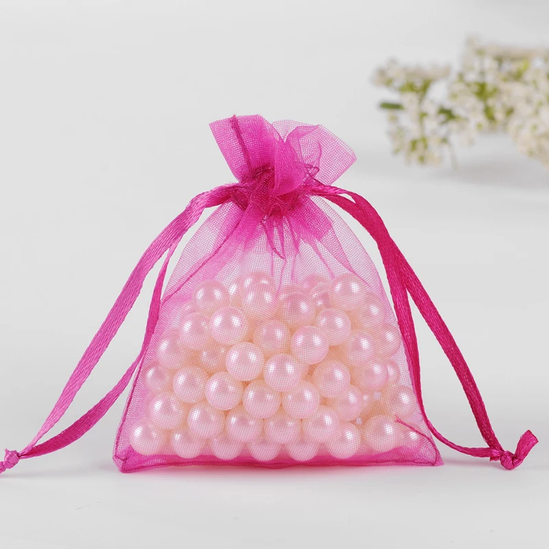 Deep Pink Small Gift Bags 5x7cm 100pcs bolsas organza Bag For Wedding