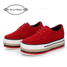 Женская обувь из натуральной кожи; фирменный дизайн; обувь на толстой мягкой платформе, высокого качества; замшевые женские туфли без каблуков со шнурками; криперсы, эспадрильи