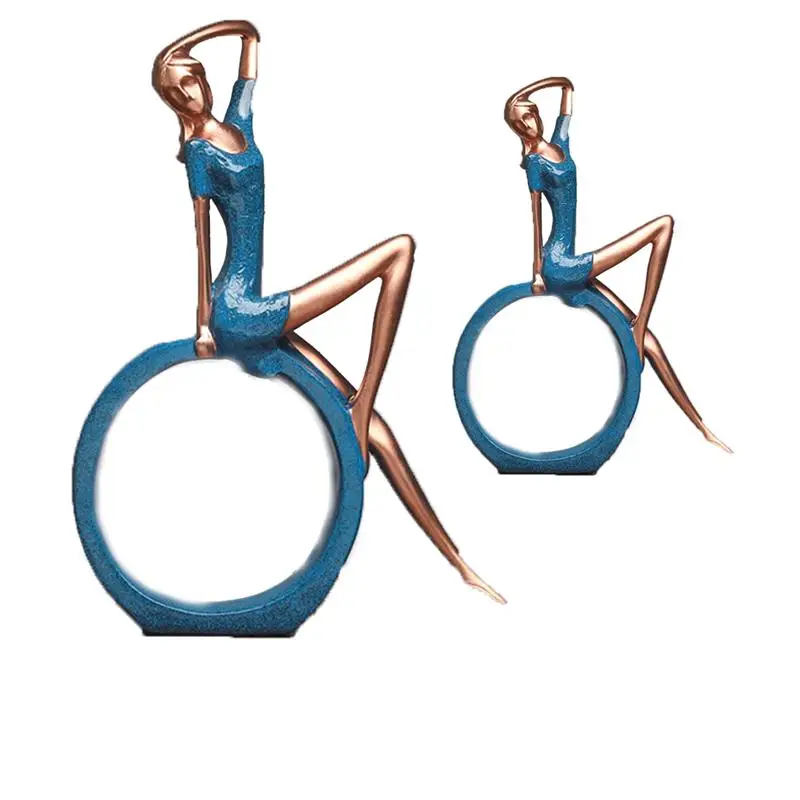 

1pc Resin Girl Character Yoga Sexy Circle Hollow Lady Ornament Women Miniature Figurine For TV Cabinet Bedside Table