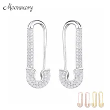 Moonmory, 925 пробы, серебряные безопасные серьги, французские женские CZ безопасные шпильки, пара сережек, Женские Ювелирные изделия для помолвки