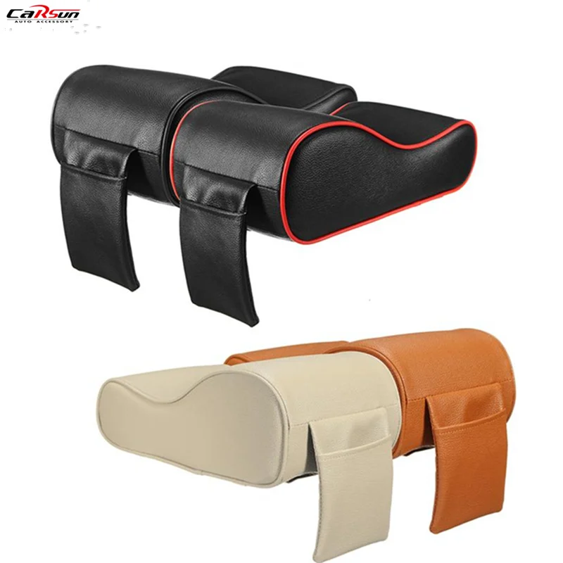 

CARSUN PU Leather Car SUV Center Box Armrest Cushion Console Soft Pad Cushion Cover Mat Memory Foam Rest Pillow Armrest Supports