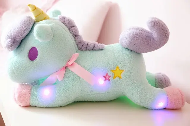 55cm Long Led Adorable Dream Unicorn Ponies Plush Pillow Siesta Pillow Luminous Birthday Gift Doll