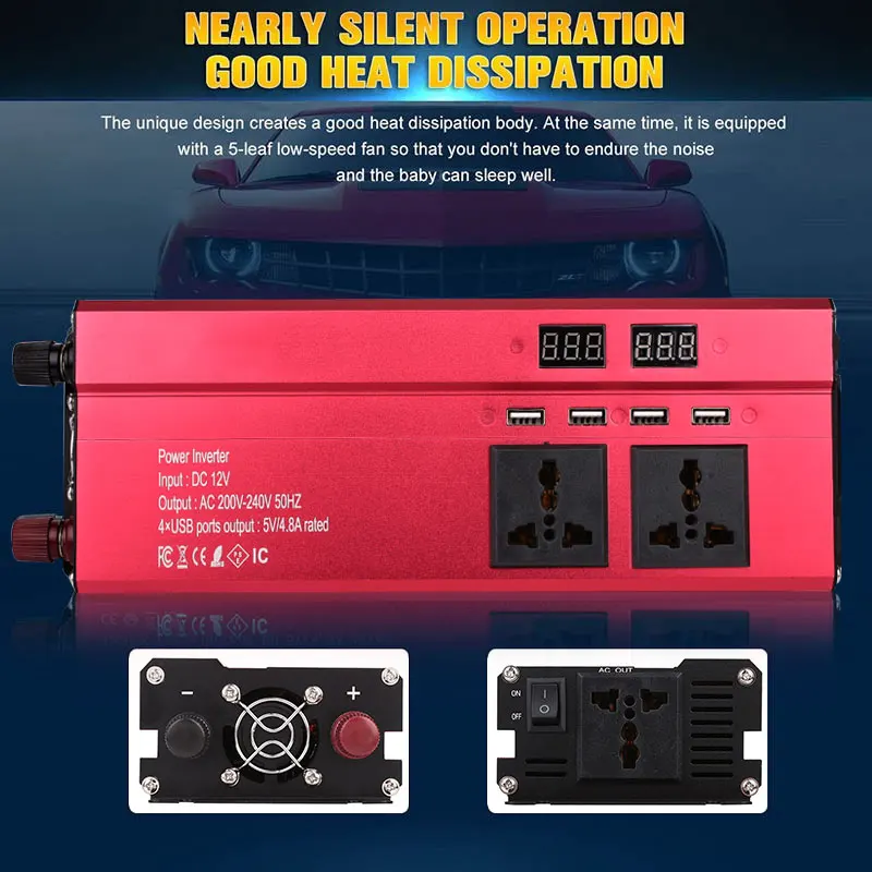 

Solar Power Inverter Transformer Modified Sine Wave LED Aluminium Alloy Vehicle Outdoor Portable High Performance Charger