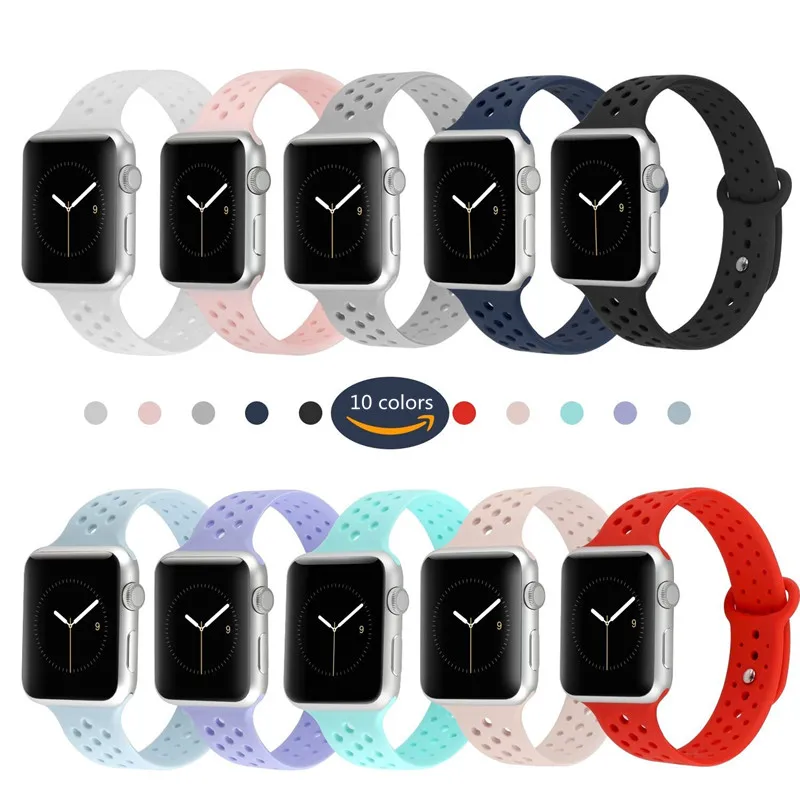 

ASHEI Newest Sport Watch strap for Apple Watch Band 42mm 38mm Soft Silicone Replacement Wristband for iWatch Strap Series 3/2/1