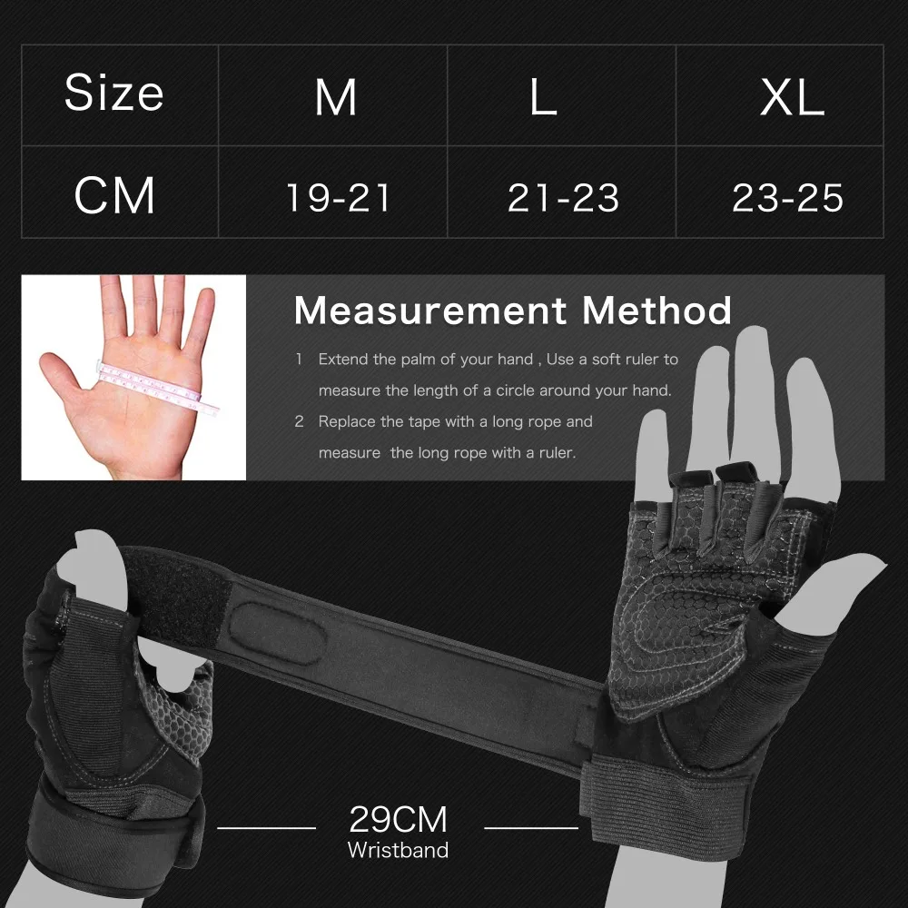 Men Gym Fitness Gloves Sports Exercise Wrist Support Weight Lifting Gloves Body Building Training Crossfit Half Finger Gloves