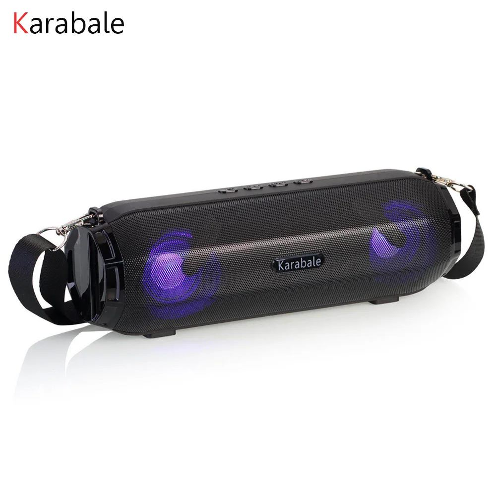 Karabale Bluetooth динамик портативный беспроводной громкоговоритель звук системы 10 Вт стерео музыка открытый динамик FM радио светодиодный световой эффект - Цвет: Black