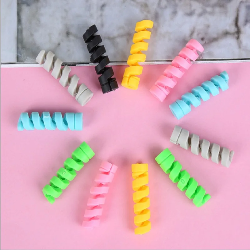 

Spiral Cable protector Data Line Silicone Bobbin winder Protective For iphone Samsung Android USB Charging earphone Case Cover