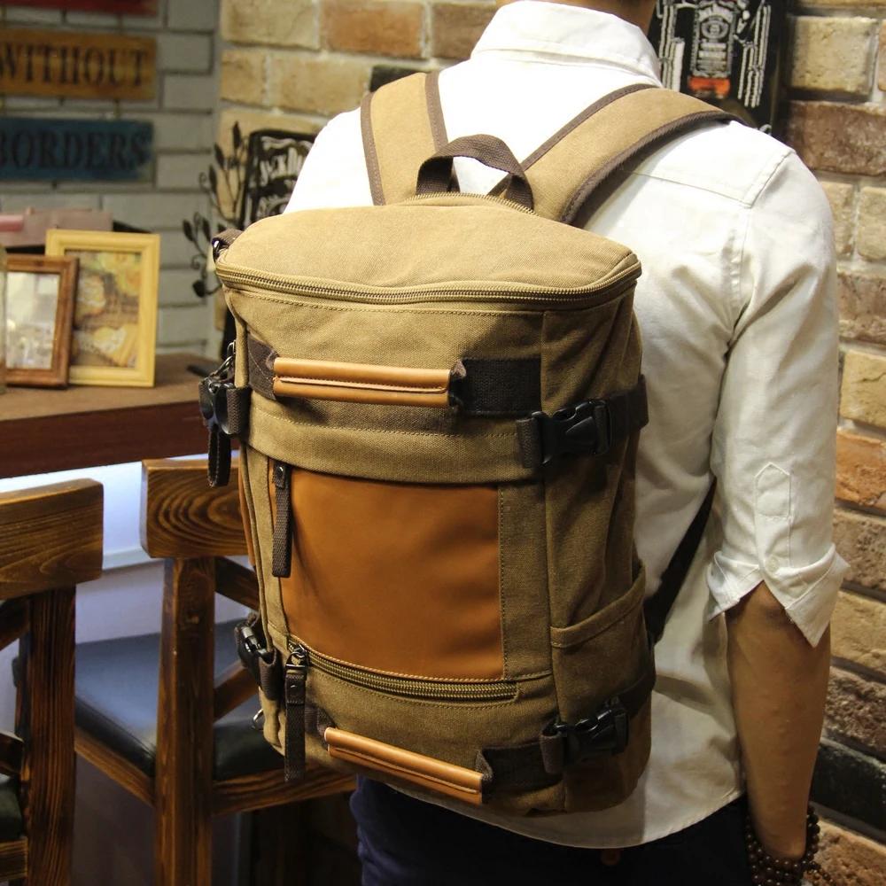 

Vintage Military Canvas Backpack Men's Backpack School Bag Drawstring Backpack Casual Bagpack Rucksack Van Mochila Escolar