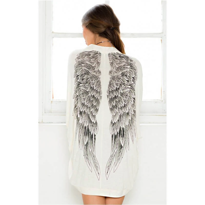 Осенний женский кардиган с принтом «Крылья Ангела», Европейский Свободный рукав «летучая мышь», пальто куртка Женский Повседневный женский свитер