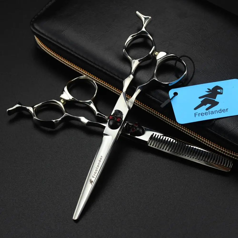 

6inch Hairdressing Cutting Scissor Shears Black Skull gem Salon Barber Hair Scissors Stainless Steel Stylist Salon Barber