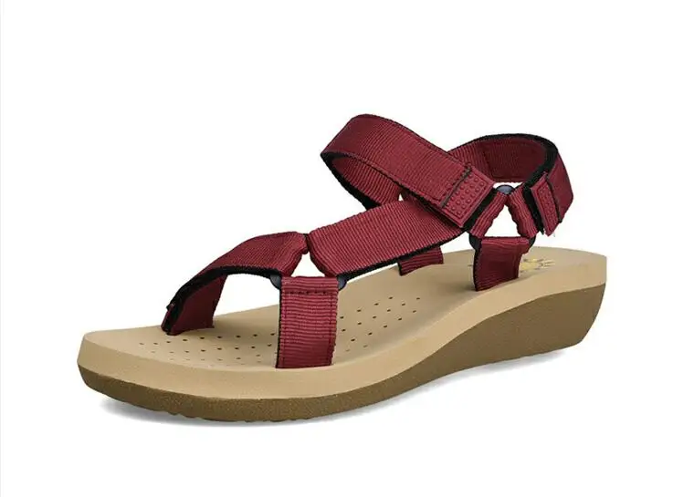 ladies casual sandals color wine red 