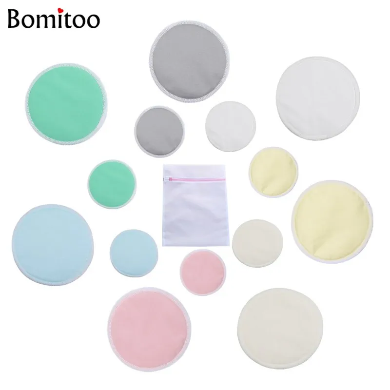 [Bomitoo] 14 Pcs Bamboo Breast Pad Nursing Pads For Mum Washable Reusable PUL Breastfeeding Baby Pad Wholesale Nursing Pads