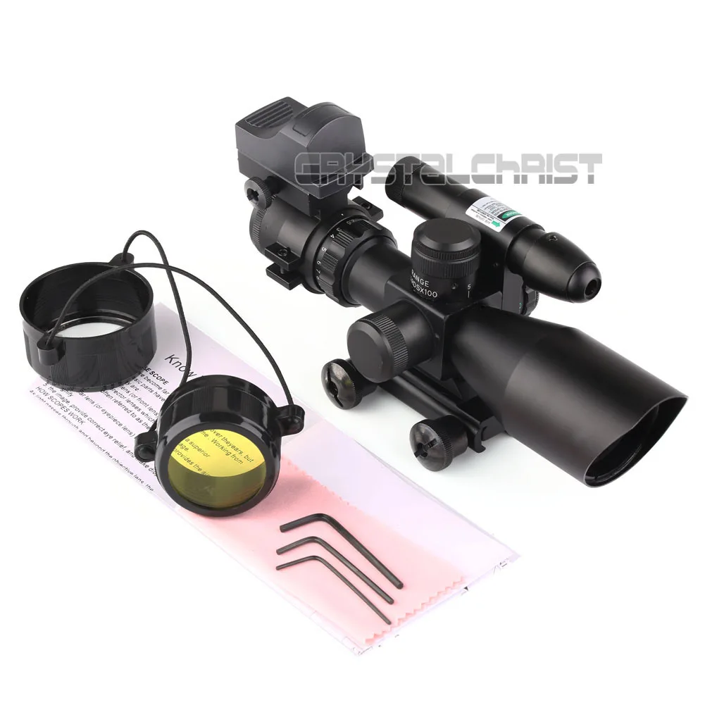 

Tactical 2.5-10x40 Red Green Dot Sight Rifle Scope w/ Holographic Red Dot Sight