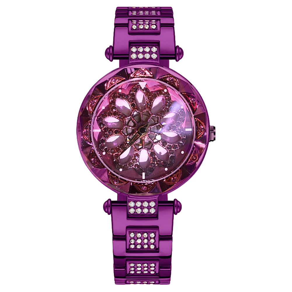 CHRONOS Women Luxury Watch Fashion Rose Gold Purple Rotating Rhinestone Quartz Wrist watches Ladies Dress Waterproof Clock CHRONOS Women Luxury Watch Fashion Rose Gold Purple Rotating Rhinestone Quartz Wrist watches Ladies Dress Waterproof Clock