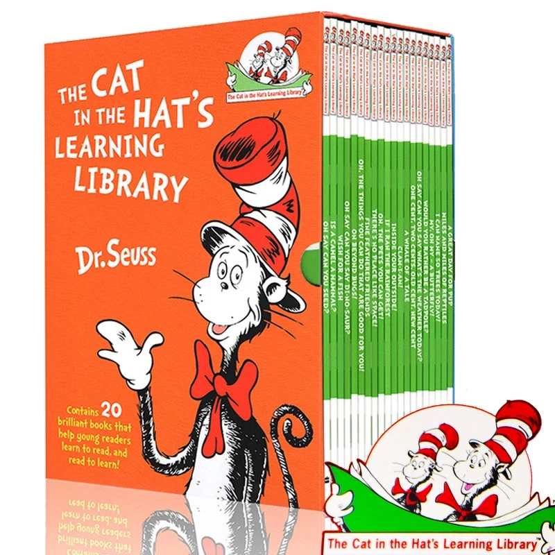 20 книг/комплект Dr. Seuss Cat в шляпе обучения Библиотека Книги на английском языке для раскраска для детей Aprendendo Brinquedos