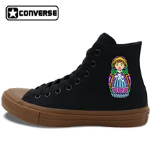 Converse Chuck Taylor II Shoes for Man Woman Original Design Russia Matryoshka Colorful Dolls Black High Top Canvas Sneakers
