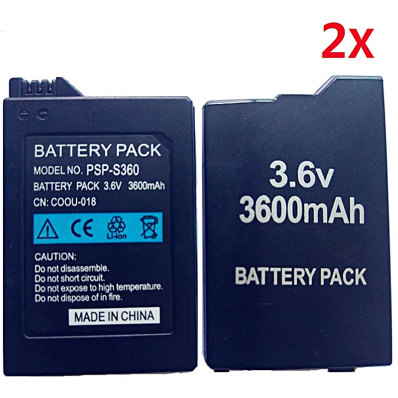 2Pcs Battery for Sony PSP2000 PSP3000 PSP 2000 PSP 3000 Gamepad PlayStation Portable Controller 3600mAh New