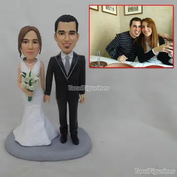 

Custom Bobblehead Customize Bride and Groom Cake Toppers Soccer Fans Cake topper Wedding anniversary souvenir by Turui Figurines