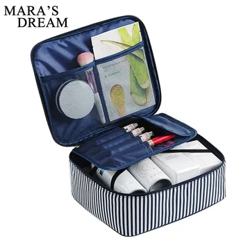 

Mara's Dream Women Cosmetic Cases portable Multifunction canvas Women bag fashion stripe casual simple Women storage bag