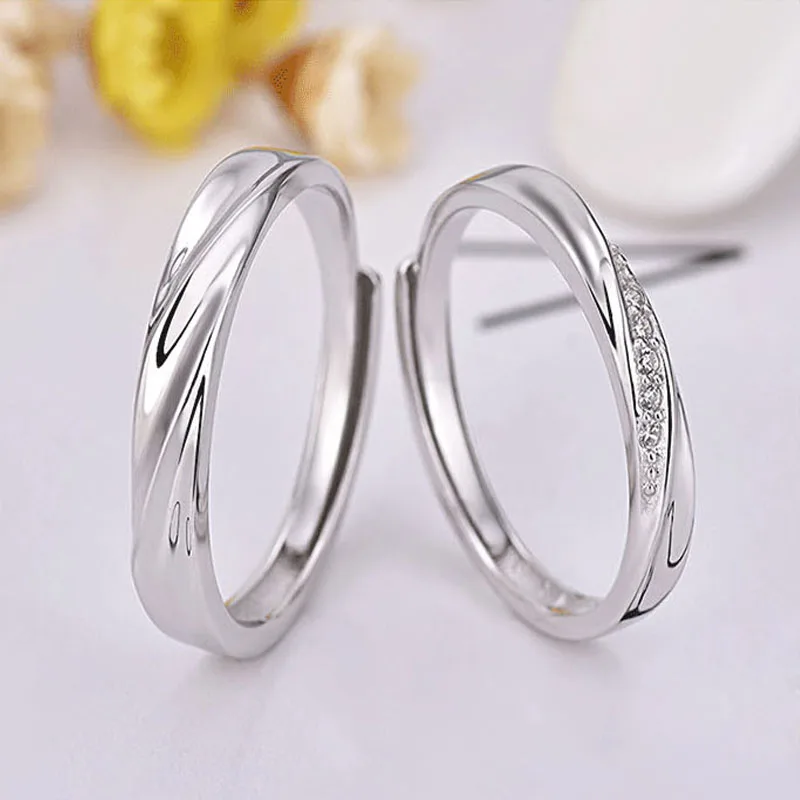 VU143 Silver 925 Couple Rings Romantic Wedding Rings A Pair For Men Women Fashion Lovers Ring Bague Femme