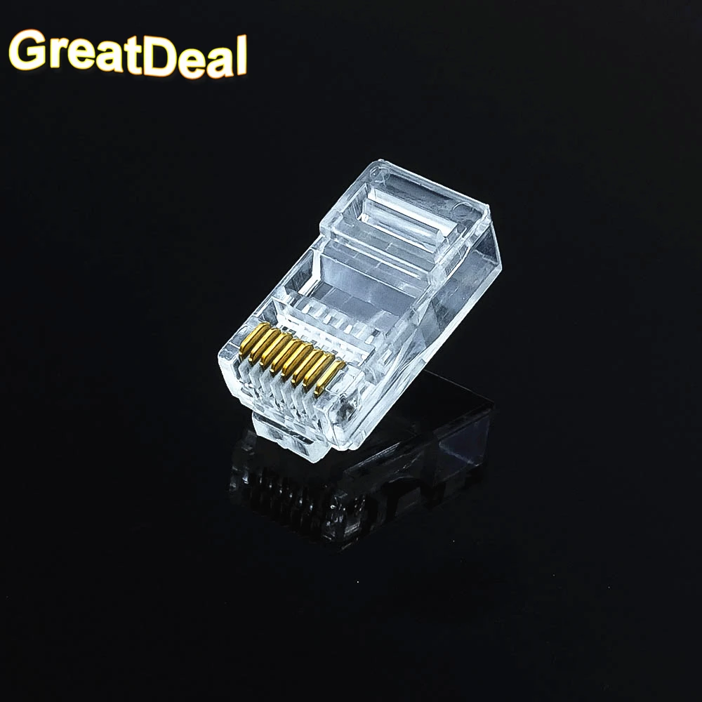 100pcs 8Pin RJ45 Connector CAT5 CAT5e Modular Cable Plugs Network Crystal Plugs