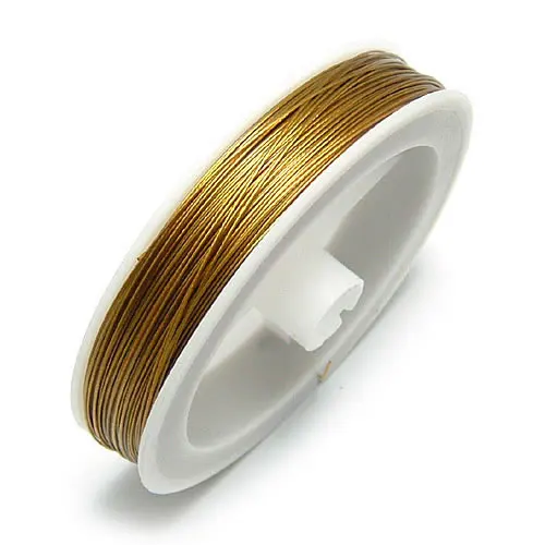 

(9403)1 Roll,about 75 meters 0.45MM Gold Color Steel with Plastic Cover Soft Metal Wire Diy Jewelry Findings Accessories
