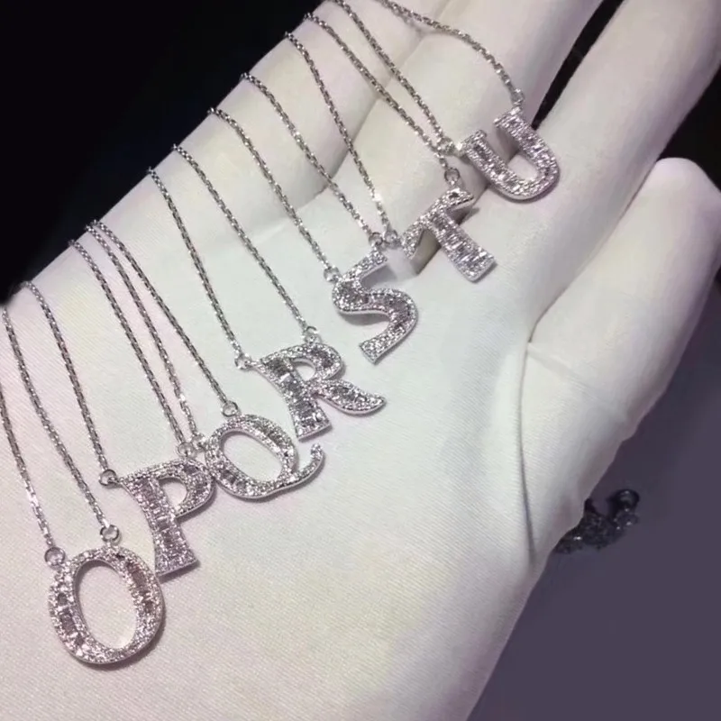 Cheap choucong Genuine 925 Sterling silver 26 Letters Pendants Cz Birthday Name Wedding Pendant Necklace for Women Party jewelry Gift