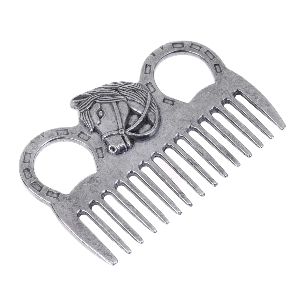 Stainless Steel Horse Pony Grooming Comb Tool  Metal Curry Brushing Cleaning Tool Equestrian 3