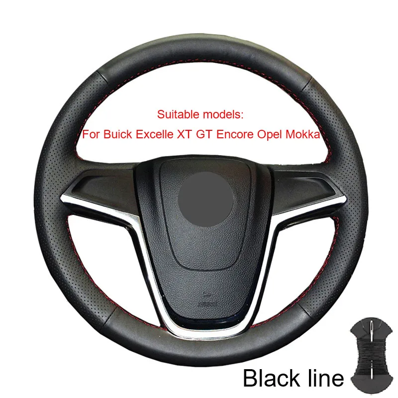 Крышка рулевого колеса для Buick Excelle XT GT Encore Opel Mokka Buick Sail Opel Astra G H 1998-2007 Op/сделанная на заказ оплетка рулевого колеса - Название цвета: Black thread