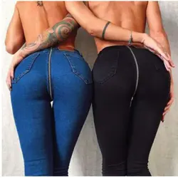 2019 длинные джинсы для женщин базовые Классические облегающие джинсы до пояса карандаш синие джинсы брюки для девочек осень 2018 г. молния