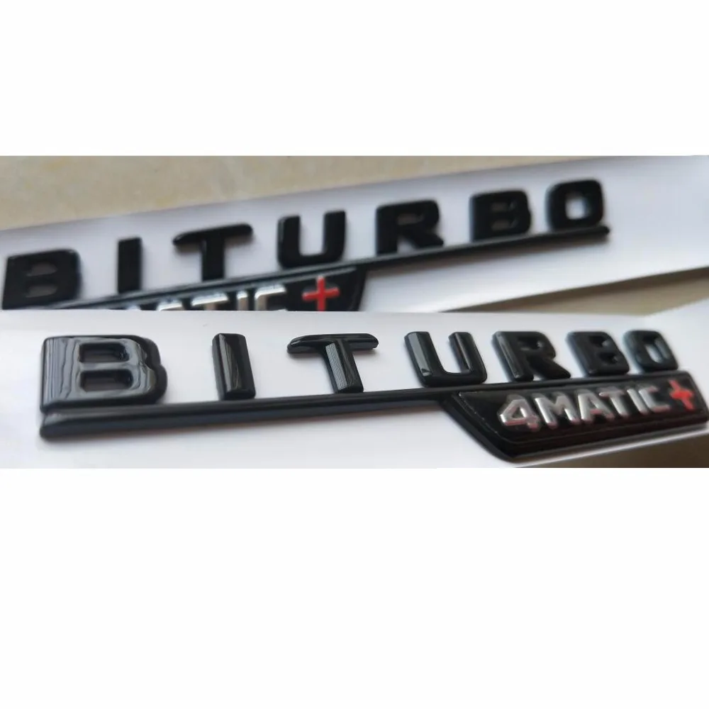 Хромированные черные буквы с красным крестом BITURBO 4matic + значок на крыло эмблемы