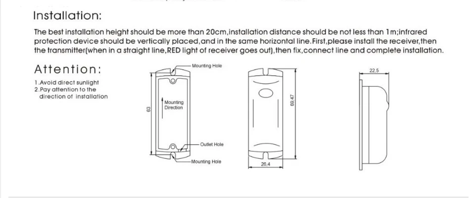 Galo mini OEM раздвижные ворота Фотоэлементы Пара внешних ИК инфракрасных фотоэлементов OEM датчики безопасности