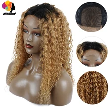 Remyblue T1B/27 Ombre Blonde 4*4 Lace Closure Human Hair Wigs Pre Plucked 180% Density Brazilian Water Wave Remy Human Hair Wigs
