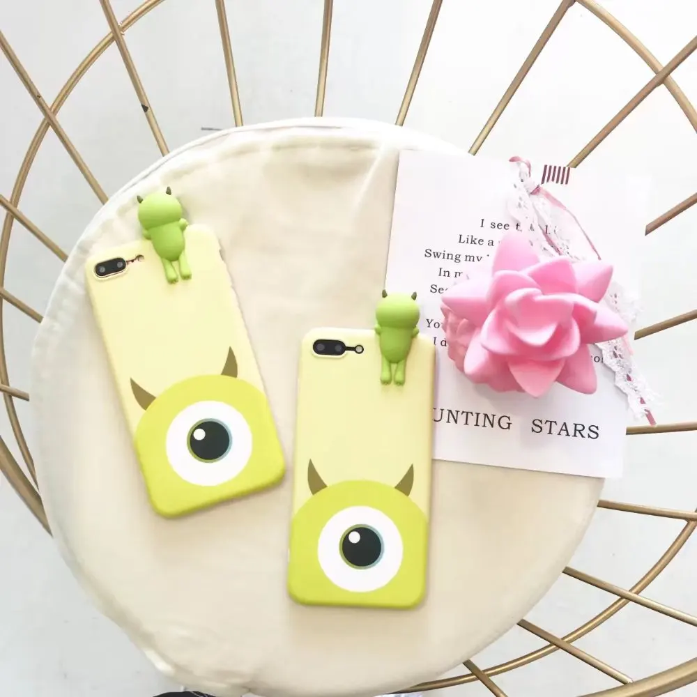 

New Cute 3D Cartoon Grovel MrQ Mike Wazowski Snake Eyes Soft Silicon Anti-knock Phone Cases Cover For iPhone 6 6S 7 Plus