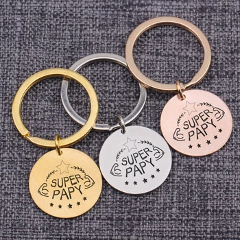 

Super Papy Fathers Day French Grandpa Keychain Gift Jewelry Luxury Present Bag Charm Keepsake Keyings Key Holder Car Key Tag