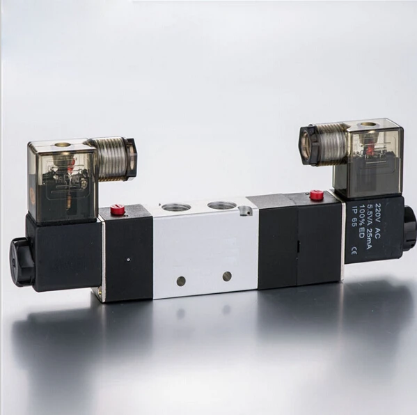 

4V130C-06 1/8 port size,Double head three position close type solenoid valve electromagnetic valve free shipping
