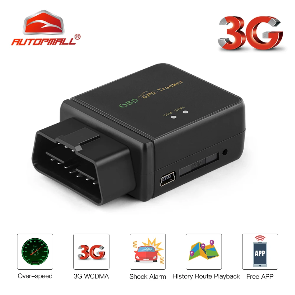 

3G GPS Tracker OBD 9-45V Plug Out Alarm Voice Monitor OBD2 GPS Tracker Car Overspeed Vibrate Alert Geofence Free APP Rastreador