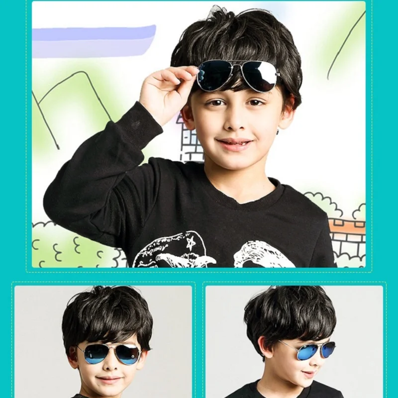 Polarized Vintage Sunglasses Boys Children Pilot Metal Frame UV400 Kids Glasses