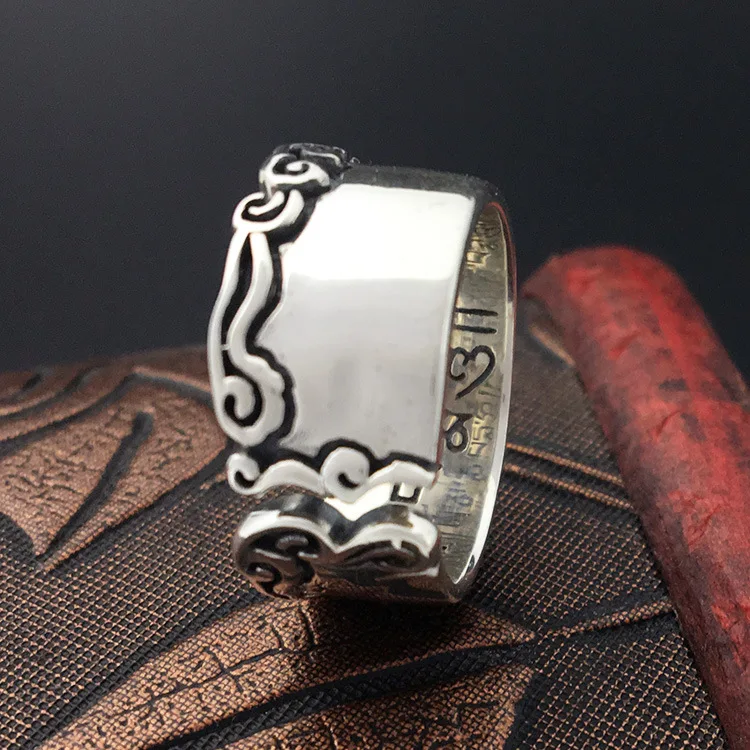 S925 Ornamenti Retrò Thai Argento Nuovo Anello In Argento Sterling Open Ended Anello Di Uomini E Donne