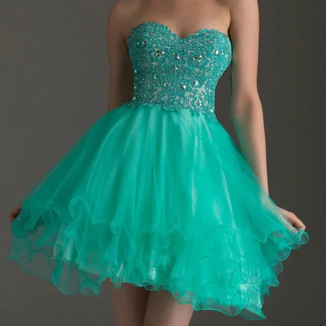 Dress Mint Green Above Knee Mini Sweetheart Appliques Beaded