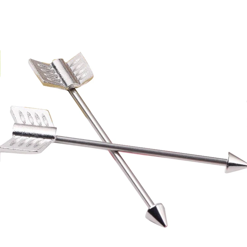 

1 Piece 2016 New surgical Stainless Steel 14G 38mm spike Love Silver Arrow Industrial Barbell piercing Cartilage ear piercing