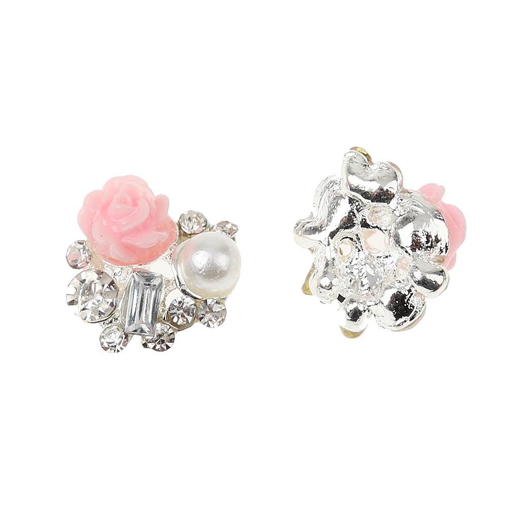 Kesoto 10pcs 3D Nail Art Tips Decoration Flower Pearl Rhinestone DIY Fashionable  Decorations 