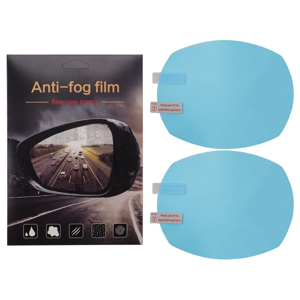 

2Pcs Transparent Blue Car Waterproof Anti Fog Rainproof Rearview Reversing Mirror Protective Film Sticker