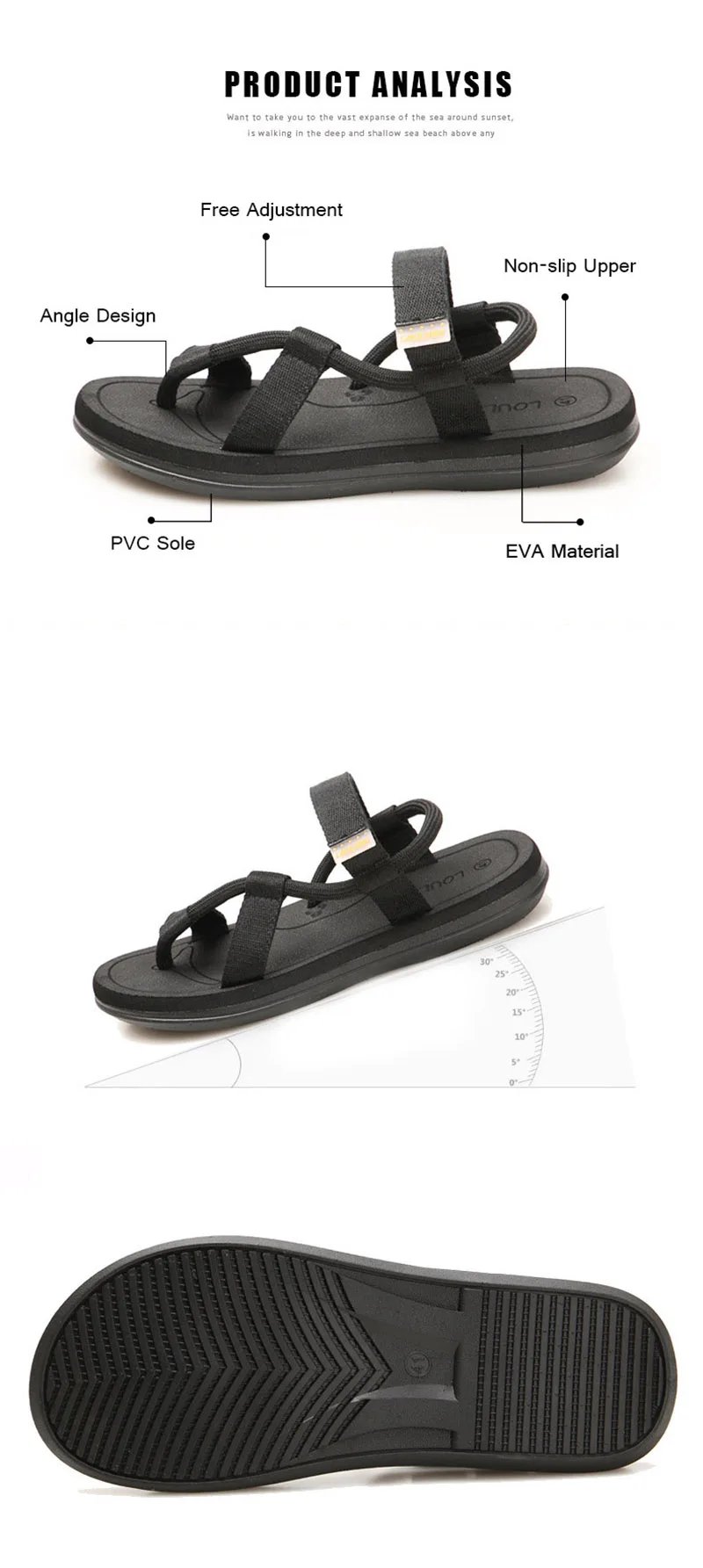 LOULUEN Brand Men's Sandals Summer Boy Sandals Vietnamese Sandals Outdoor Couples Personality Tide Beach Flip-Flops Men Slippers (9)