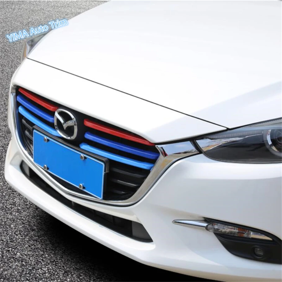 

Lapetus Car Styling Colorful Front Grille Grill Decoration Strip Cover Trim ABS Fit For Mazda 3 AXELA Hatchback Sedan 2017 2018