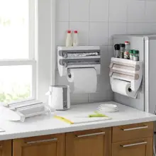 

Kitchen Organizer Cling Film Sauce Bottle Storage Rack Tin Foil Paper Towel Holder Kitchen Shelf Plastic Wrap Cutting