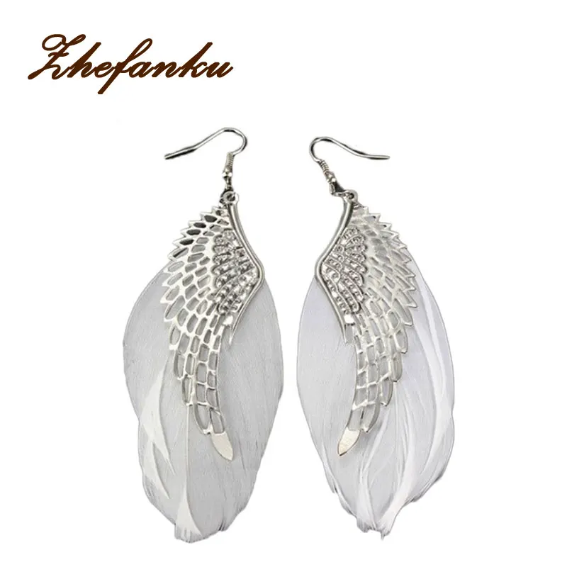 

Hot Charming Jewelry Ethnic Style Fashion Angel Wings Feather Shaped Woman Earrings EAR-0755