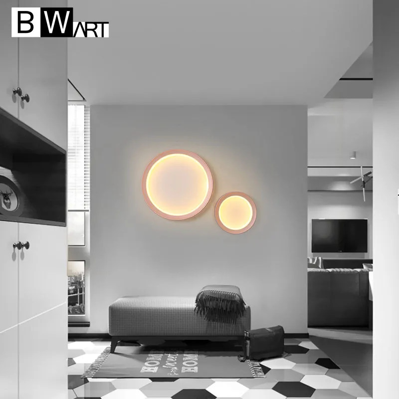 BWART, современный светодиодный настенный светильник для гостиной, спальни, детской комнаты, светильник, золотой скраб, алюминиевая круглая настенная лампа